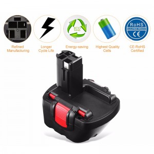 Kiváló minőségű Ni-Mh 14,4 V 2000mAh újratölthető elem a Bosch BAT038-hoz