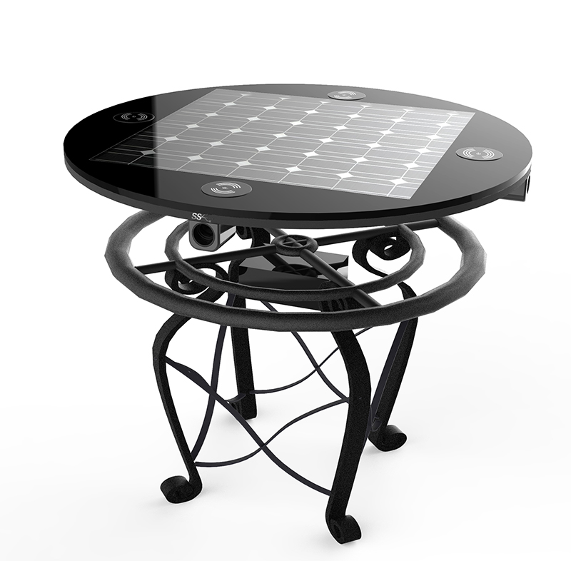 Intelligens dohányzóasztal étterem / szálloda / kávézó napelemes energiájú kültéri bútorokhoz