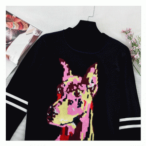 Legújabb őszi téli hosszú ujjú Wolf Jacquard női felsők pulóver pulóver