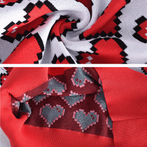 OEM és ODM 100% pamut szívű, jacquard női kötött pulóver