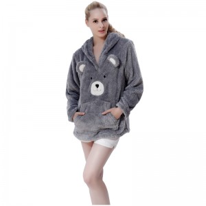 Női snuggle polár szürke embrodiery kapucnis pulóver