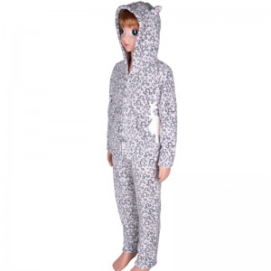 Gyerekek korallfleece hímzéssel nyomtatott pizsamás szett