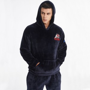 Férfi hímzés luxus flanel gyapjú pizsama