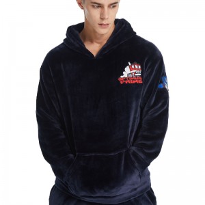 Férfi hímzés luxus flanel gyapjú pizsama