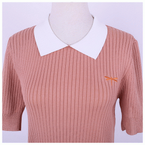 Női Fit Polo nyakú szitakötő hímzés rövid ujjú pulóver pulóver hivatalos alkalomra