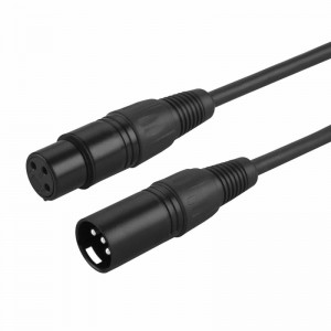 XLR hím - XLR nő kiegyensúlyozott 3 PIN-es mikrofonkábel, fekete