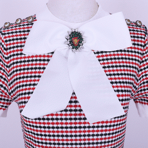 Nyári Fit nagy pillangó csomó csíkos plaids női Bodycon pulóver