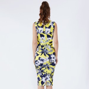 Nyári női poliészter off váll Vintage ruha minták Képek Virágmintás Női Party Bondage ruha