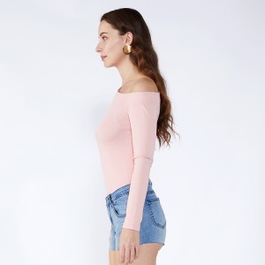 Egy vállú Vintage sifon női felsők hosszú ujjú blúz JCGJ190315010