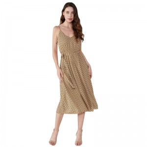 Csíkos 2019 nyári Chiffon Vestidos Casuales női Vintage ruha