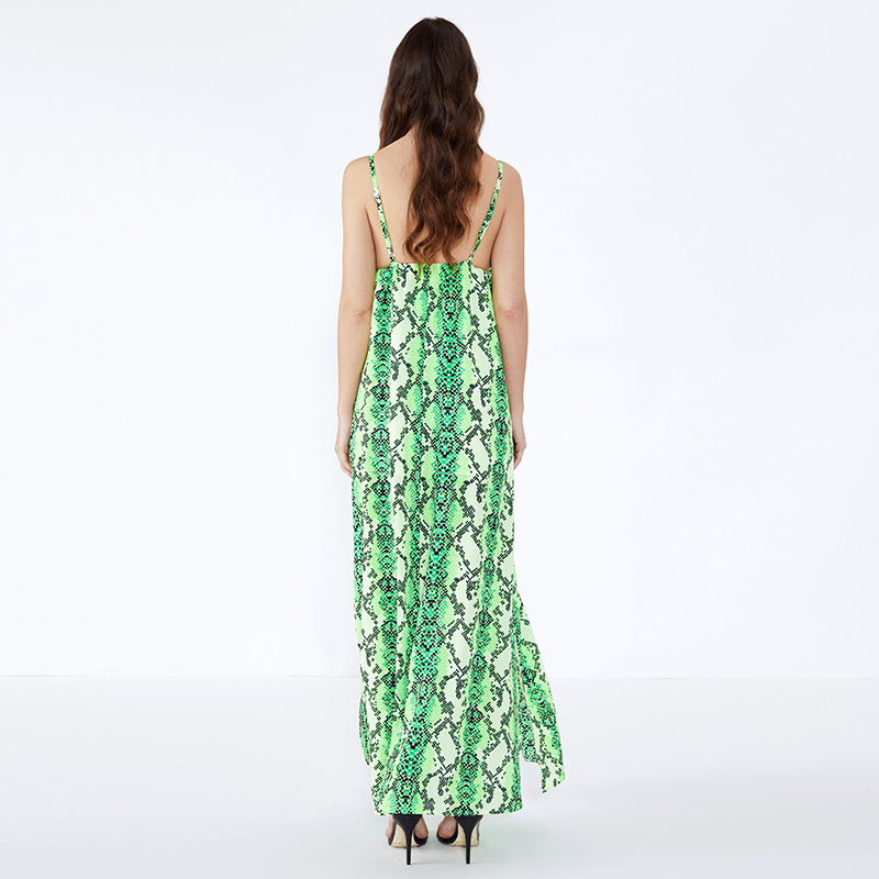 Legújabb formatervezési minták - Női irodai zöld leopárd nyomtatási gomb alkalmi ruha