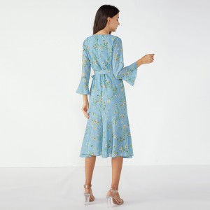 Sky kék díszes vacsora Tutu afrikai minták téli ruha