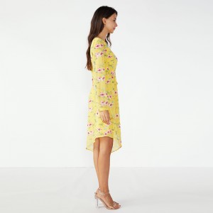 2019 sárga Retro nyári lányok divatos női alkalmi ruha