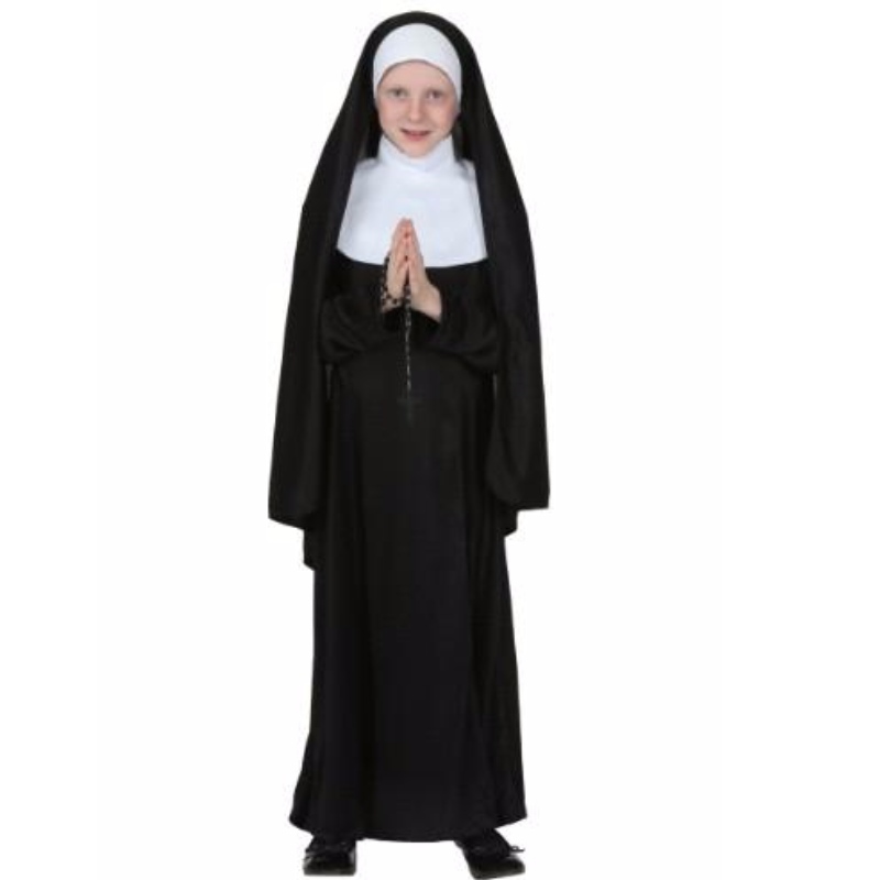 Fekete tini lány Halloween jelmezek Divatos ruha gyermek apáca jelmez party lányok ruházatához