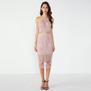 Rózsaszín szűk képek szexi party királynő kétrészes ruha