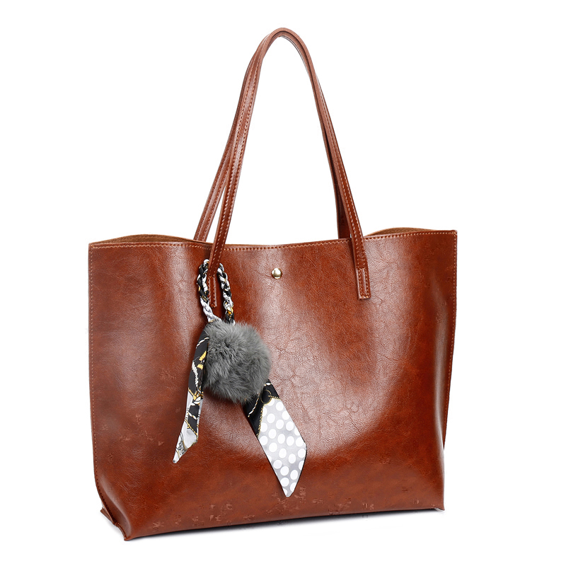 HD0823 - Testreszabható PU bőr női divat ToTe bevásárló táskák, barna színű