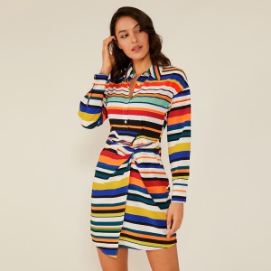 Oem Ruházat Az új keverék hosszú ujjú Casual Boho ruha Divat Nyári ruhák Női