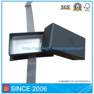 Fekete luxus csomagoló doboz, bázis és szalag