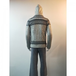 GREY PRINT SWEATER COAT RLMS0078F