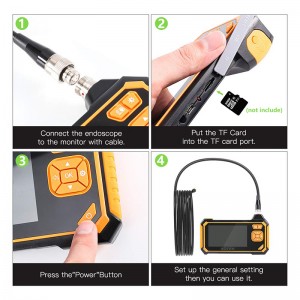 Ipari endoszkóp 1080P HD 4.3 hüvelykes színes LCD képernyő Borescope Far Focus Távoli ellenőrző kamera IP67 kézi digitális endoszkóp