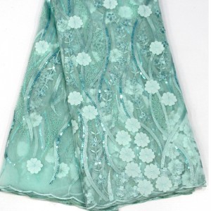 3D-s virág csipke flitterekkel Kiváló minőségű afrikai francia csipke szövet esküvői félre Hímzés nettó csipke szövet