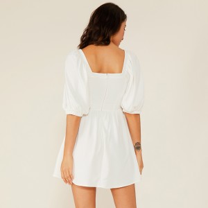 Ruházat Vestidos Egyszerű Alkalmi Ragasztott Rövid Fehér Sifon Csipke ruha