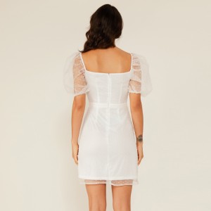 Oem nyári fehér csipke Chiffon pont ruha stílus Boho Vintage elegáns ruhák