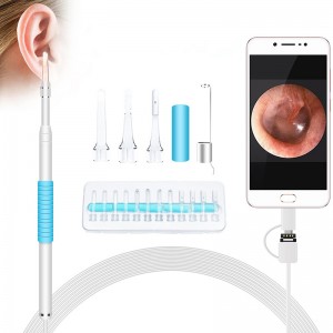 Otoscope 3 in 1 Borescope Inspection Ear Wax eltávolító eszköz 720P vízálló kamera 6 állítható LED-rel, kompatibilis az Android és iOS rendszerekkel