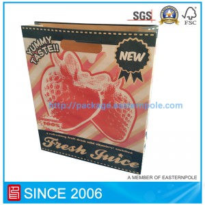 Barna újrahasznosított anyag papírzacskó, vágott fogantyúval