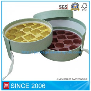 Luxus merev kerek csokoládé doboz kettős réteggel