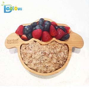 Legújabb dizájn Baba edények A kisgyermek etetőlapja és a kanál megosztott maradványtöltő bambusz lemez