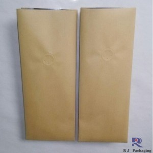 Sima ezüst - és kraft -oldalas zsák kávéhoz való szeleppel