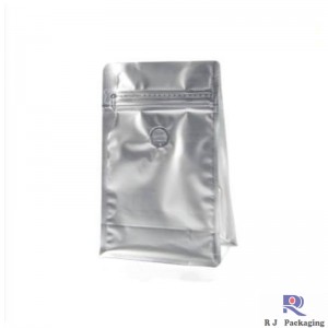 Sima ezüst és kraft lapos fenékzacskó kávéhoz való szeleppel