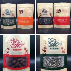 Kraft papír Stand Up Pouch with Ziplock and die cut kilincs for nuts &jube and every száraz gyümölcs