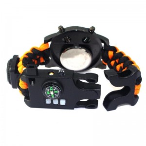 Kültéri többfunkciós kreatív eladni túlélési vészfigyelő biztonsági kötelet szőtt hőmérő karóra