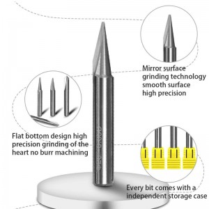 Gravírozó bitek, 2 hornyok, egyenes CNC V-bit, 1/4 hüvelykes szárú jelölés Kúpos metsző szerszám acél-alumínium sárgaréz MDF-fához