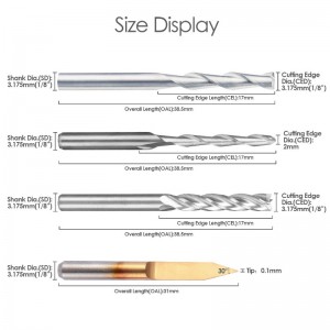 Végmaró kombinációs készlet CNC útválasztó bit maróvágó marószerszám (4 típusú, mindegyik 10 darab), beleértve lapos orrú / gömbös orrvégmarót, 30 ° -os V alakú metszőbetétet és 4 hornyos végmarót