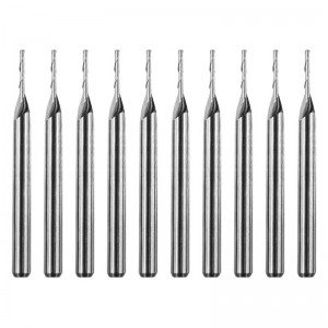 Keményfém marófejek, kettős horony spirálkarbid lapos orrvégű maró CNC útvágó bit 1mm