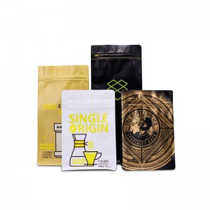 250 g alumíniumfólia kávézsák, lapos alsó, nyolc oldalsó, zárt tasak cipzáras záróval