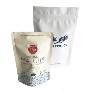 Alumínium fólia Stand up tok zöld cipőpor műanyag zacskóba cipzárral, olcsó árú táskákkal