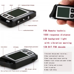 gépkocsi-markoló két FSK LCD távadóval távoli autóriasztóval 500m