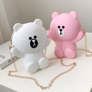 Szilikon rajzfilm táska lány táska aranyos szilikon mobiltelefon táska medve személyiség lánc egyetlen váll ferde táska táska