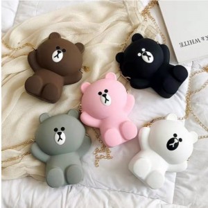 Szilikon rajzfilm táska lány táska aranyos szilikon mobiltelefon táska medve személyiség lánc egyetlen váll ferde táska táska