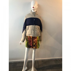 Hölgyek kontrasztált magas galléros kabátja RLWPC0046