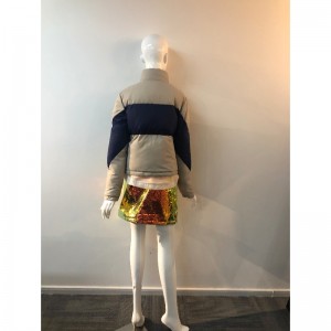 Hölgyek kontrasztált magas galléros kabátja RLWPC0046