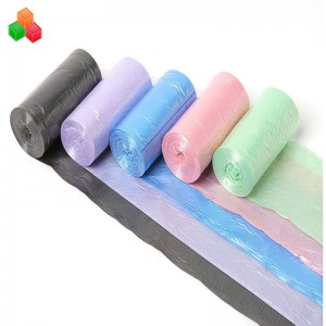 Promóció egyedi méretű színes olcsó oxo 100% -ban biológiailag lebontható komposztálható kukoricakeményítő műanyag szemetes hulladékzsák tekercs család / bevásárlóközpont számára