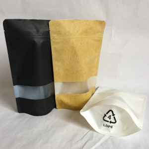 Újrahasznosítható PET / PE magas akadályú cipzáras tasak ablakokkal ellátott élelmiszerek csomagolására