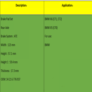Fékbetétek (OE: 34 21 6 776 937)
