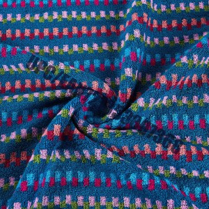 JMD TEXTILE Gyorsan száradó 100% pamut, kis medve rajzfilm hímzés, többszínű festett Jacquard fürdőszobai törölközőkészlet, 6-Peice szett (kék)