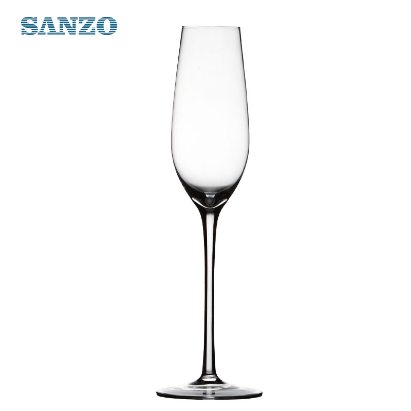 SANZO kék szárú pezsgő fuvola Testreszabott, kézzel készített pezsgő serlegek Szemüveg promóciós melegértékesítésű olcsó pezsgő furulya